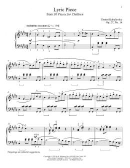 page one of Lyric Piece (Piano Solo)