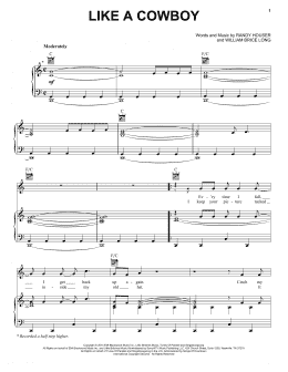 page one of Like A Cowboy (Piano, Vocal & Guitar Chords (Right-Hand Melody))