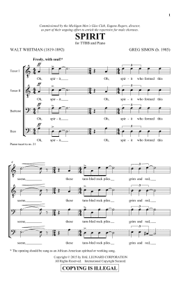page one of Spirit (TTBB Choir)