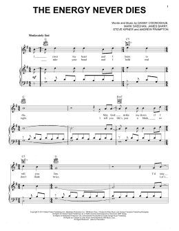 page one of The Energy Never Dies (Piano, Vocal & Guitar Chords (Right-Hand Melody))