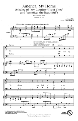 page one of America, My Home (SAB Choir)