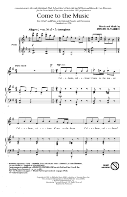 page one of Come To The Music (2-Part Choir)