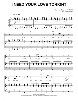 page one of I Need Your Love Tonight (Piano & Vocal)