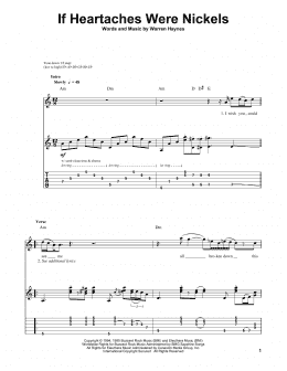 page one of If Heartaches Were Nickels (Guitar Tab (Single Guitar))