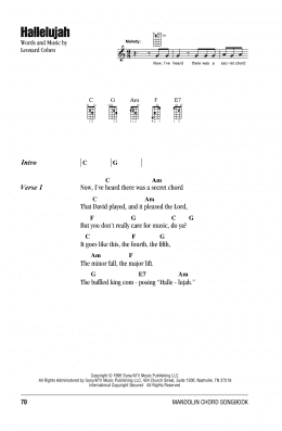 page one of Hallelujah (Mandolin Chords/Lyrics)
