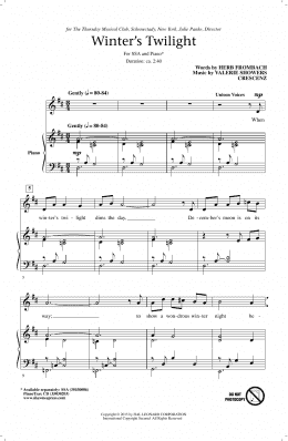 page one of Winter's Twilight (SSA Choir)