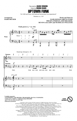 page one of Uptown Funk (feat. Bruno Mars) (arr. Mark Brymer) (SAB Choir)