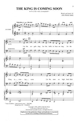 page one of The King Is Coming Soon (SATB Choir)
