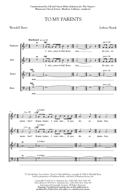 page one of To My Parents (SATB Choir)