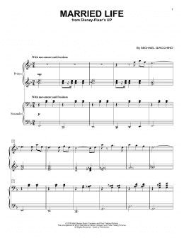 page one of Married Life (from Up) (Piano Duet)
