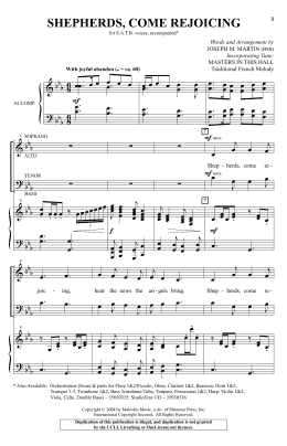 page one of Shepherds, Come Rejoicing (SATB Choir)