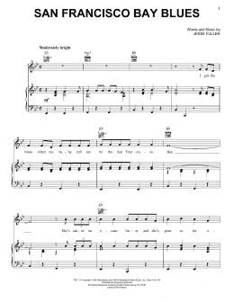 page one of San Francisco Bay Blues (Piano, Vocal & Guitar Chords (Right-Hand Melody))