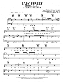 page one of Easy Street (2014 Film Version) (Piano, Vocal & Guitar Chords (Right-Hand Melody))