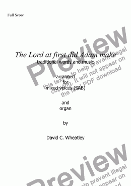 page one of The Lord at first did Adam make for mixed voices (SAB + organ) by David Wheatley 