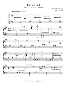 page one of Playing Ball (Piano Solo)