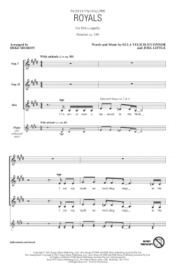 page one of Royals (arr. Deke Sharon) (SSA Choir)
