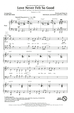 page one of Love Never Felt So Good (3-Part Mixed Choir)