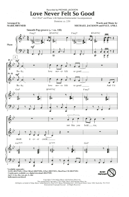 page one of Love Never Felt So Good (2-Part Choir)