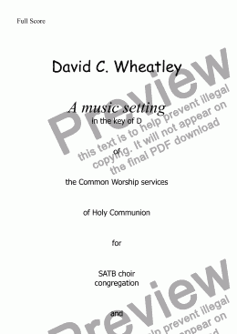page one of Holy Communion setting (Common Worship) by David Wheatley