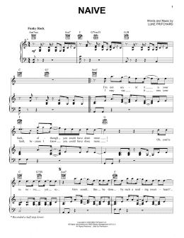 page one of Naive (Piano, Vocal & Guitar Chords (Right-Hand Melody))