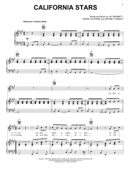 page one of California Stars (Piano, Vocal & Guitar Chords (Right-Hand Melody))