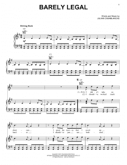 page one of Barely Legal (Piano, Vocal & Guitar Chords (Right-Hand Melody))