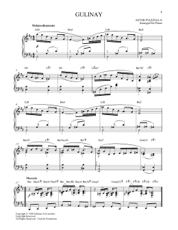 page one of Gulinay (Piano Solo)