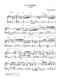 page one of Calambre (Piano Solo)