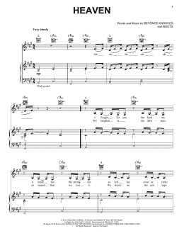 page one of Heaven (Piano, Vocal & Guitar Chords (Right-Hand Melody))