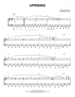 page one of Uprising (Easy Piano)