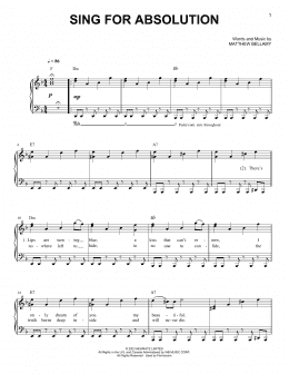 page one of Sing For Absolution (Easy Piano)