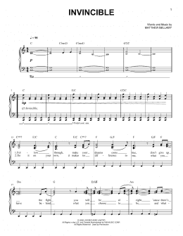 page one of Invincible (Easy Piano)