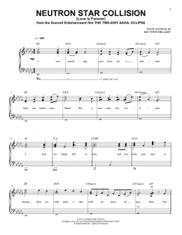 page one of Neutron Star Collision (Love Is Forever) (Easy Piano)