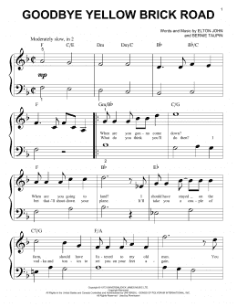 page one of Goodbye Yellow Brick Road (Big Note Piano)