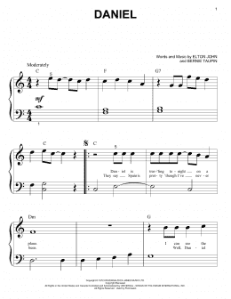 page one of Daniel (Big Note Piano)