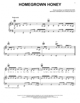 page one of Homegrown Honey (Piano, Vocal & Guitar Chords (Right-Hand Melody))