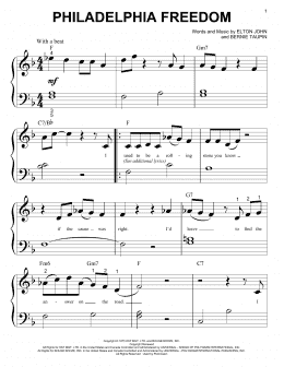 page one of Philadelphia Freedom (Big Note Piano)