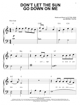 page one of Don't Let The Sun Go Down On Me (Big Note Piano)