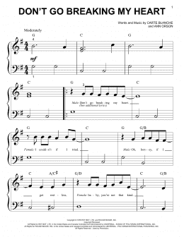 page one of Don't Go Breaking My Heart (Big Note Piano)