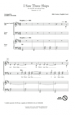 page one of I Saw Three Ships (SSATB Choir)
