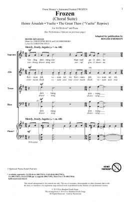 page one of Frozen (Choral Suite) (SATB Choir)