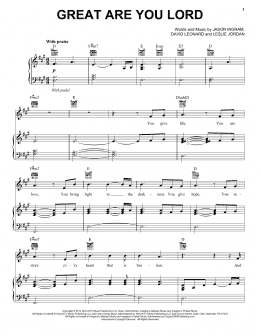 page one of Great Are You Lord (Piano, Vocal & Guitar Chords (Right-Hand Melody))