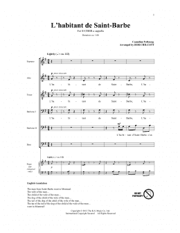 page one of L'Habitant De Saint Barbe (SATB Choir)