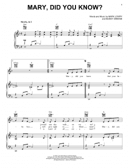page one of Mary, Did You Know? (Piano, Vocal & Guitar Chords (Right-Hand Melody))