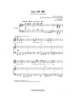 page one of All Of Me (SATB Choir)