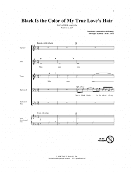 page one of Black Is The Color Of My True Love's Hair (SATB Choir)