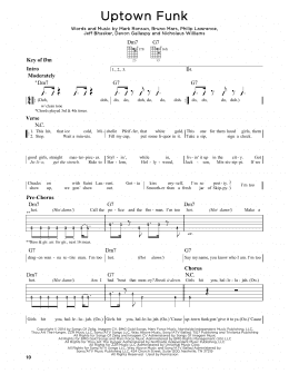 page one of Uptown Funk (feat. Bruno Mars) (Guitar Lead Sheet)