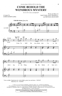 page one of Come Behold The Wondrous Mystery (SATB Choir)