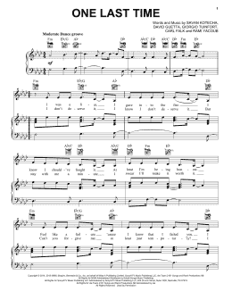 page one of One Last Time (Piano, Vocal & Guitar Chords (Right-Hand Melody))
