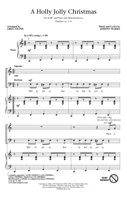 page one of A Holly Jolly Christmas (arr. Greg Gilpin) (SAB Choir)